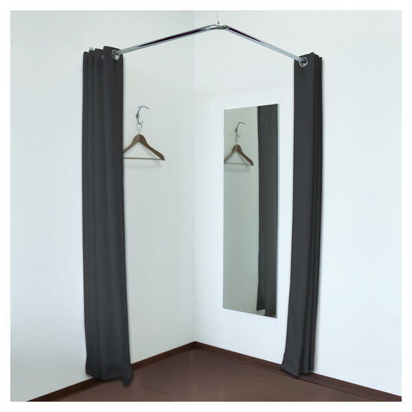 Eck Umkleidekabine mit zwei Vorhngen, Spiegel und Zubehr