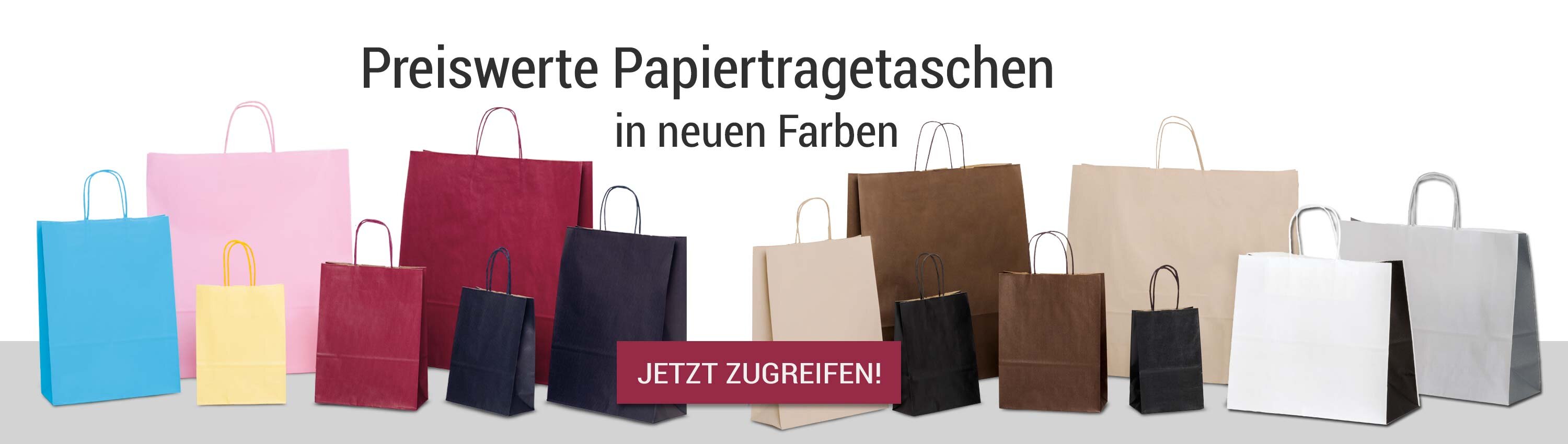 Preiswerte Papiertragetaschen in neuen Farben!