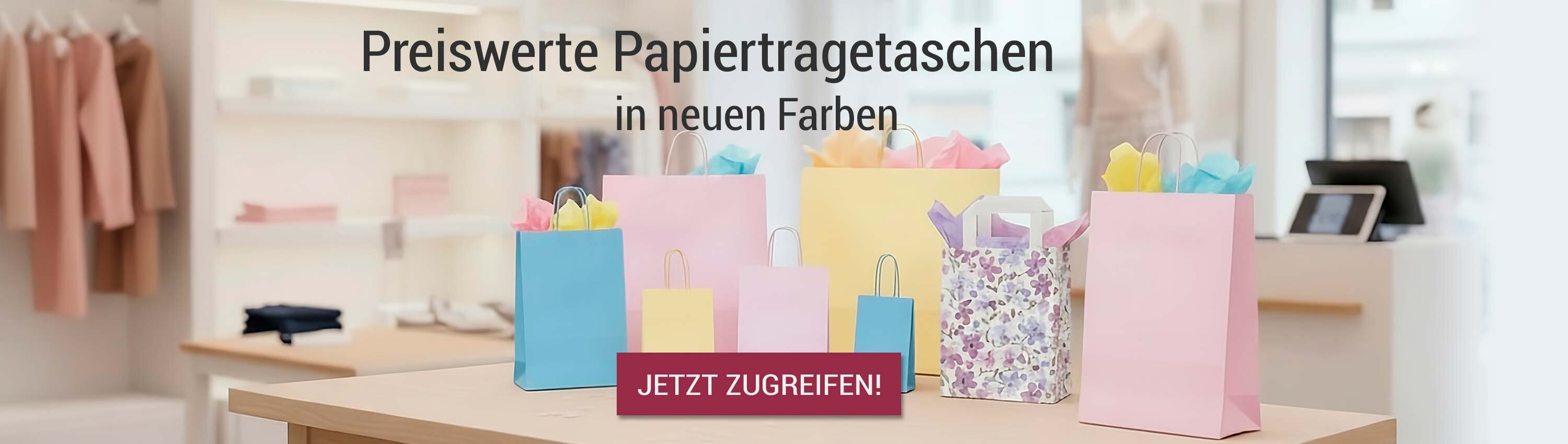 Preiswerte Papiertragetaschen in neuen Farben!