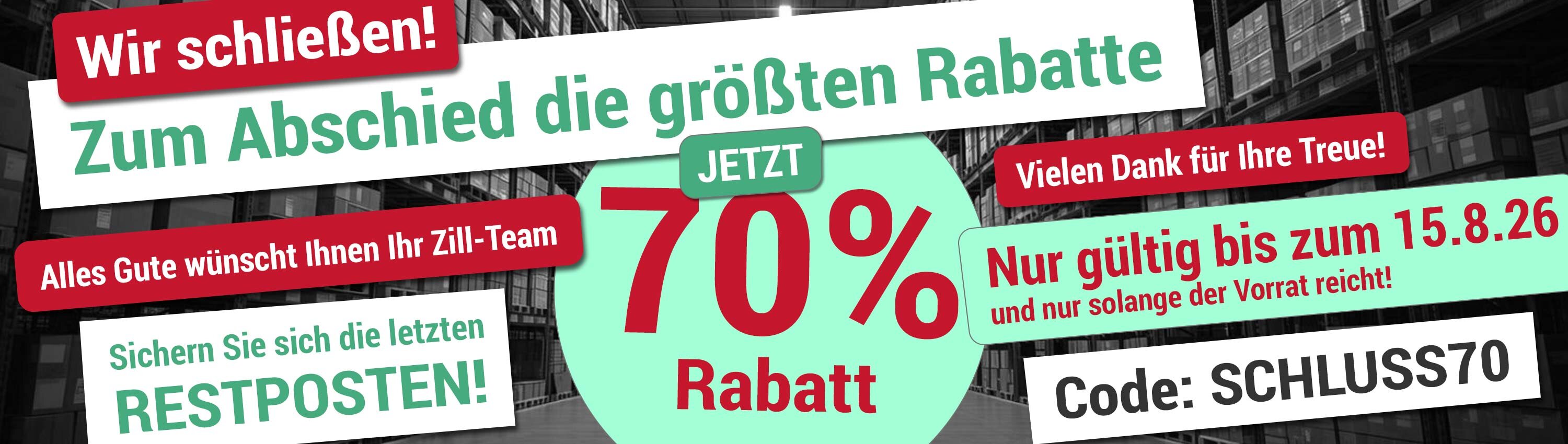 Wir schlie�en! 25% Rabatt auf alles!