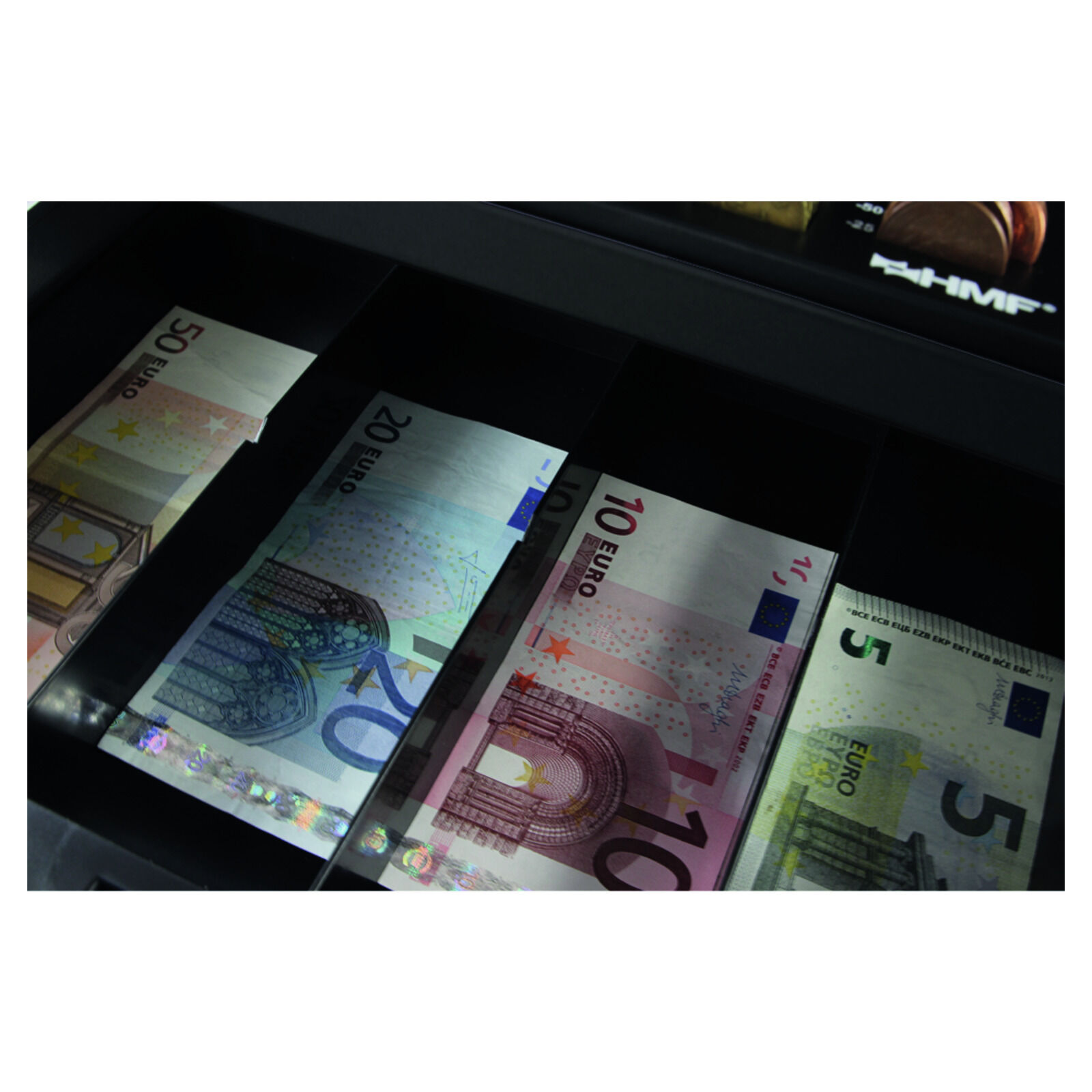 Geldkassette mit Euro-Mnzzhlbrett und Geldscheinfach, schw Bild 3