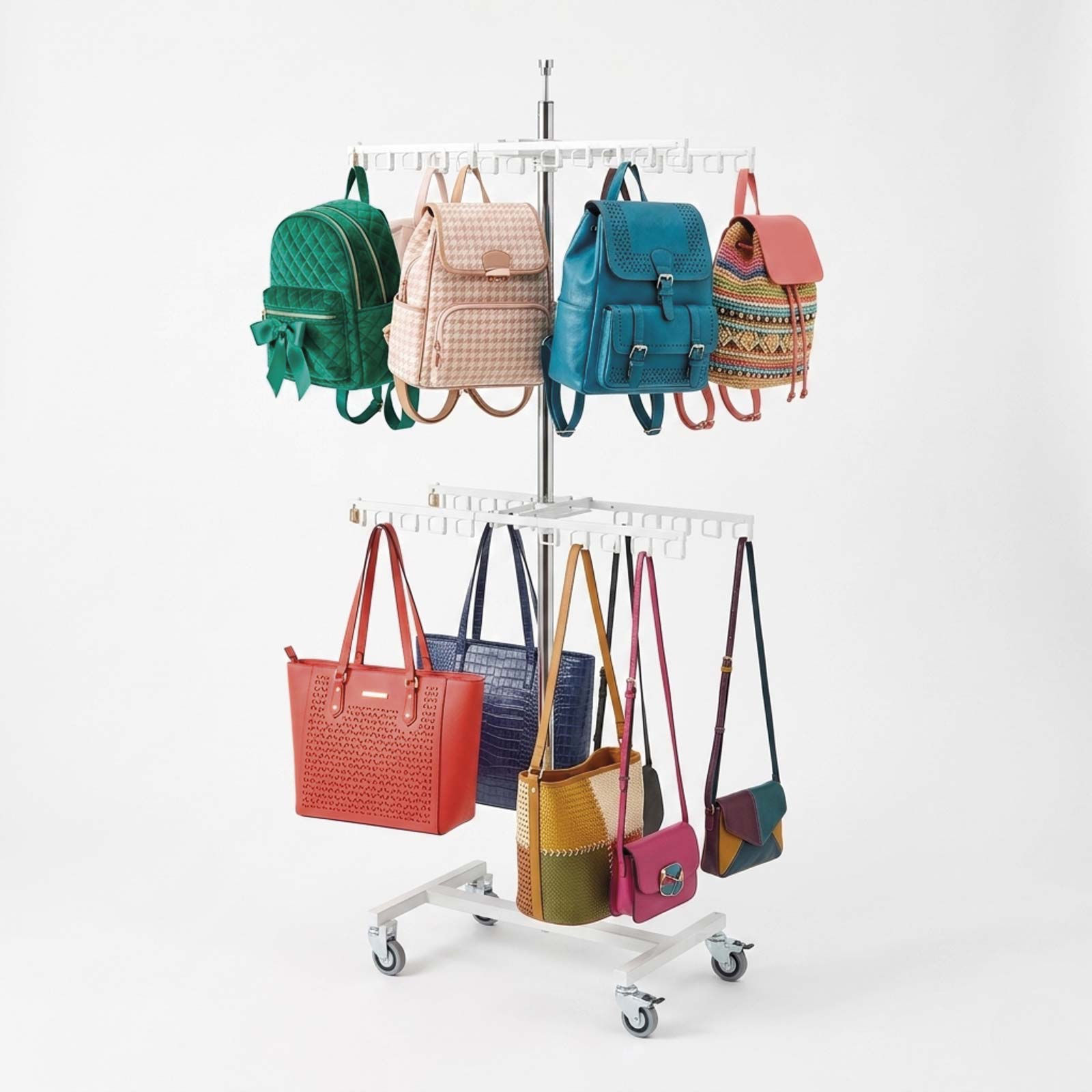 Taschenst�nder Tandem mit 2 Doppel-Warentr�gern