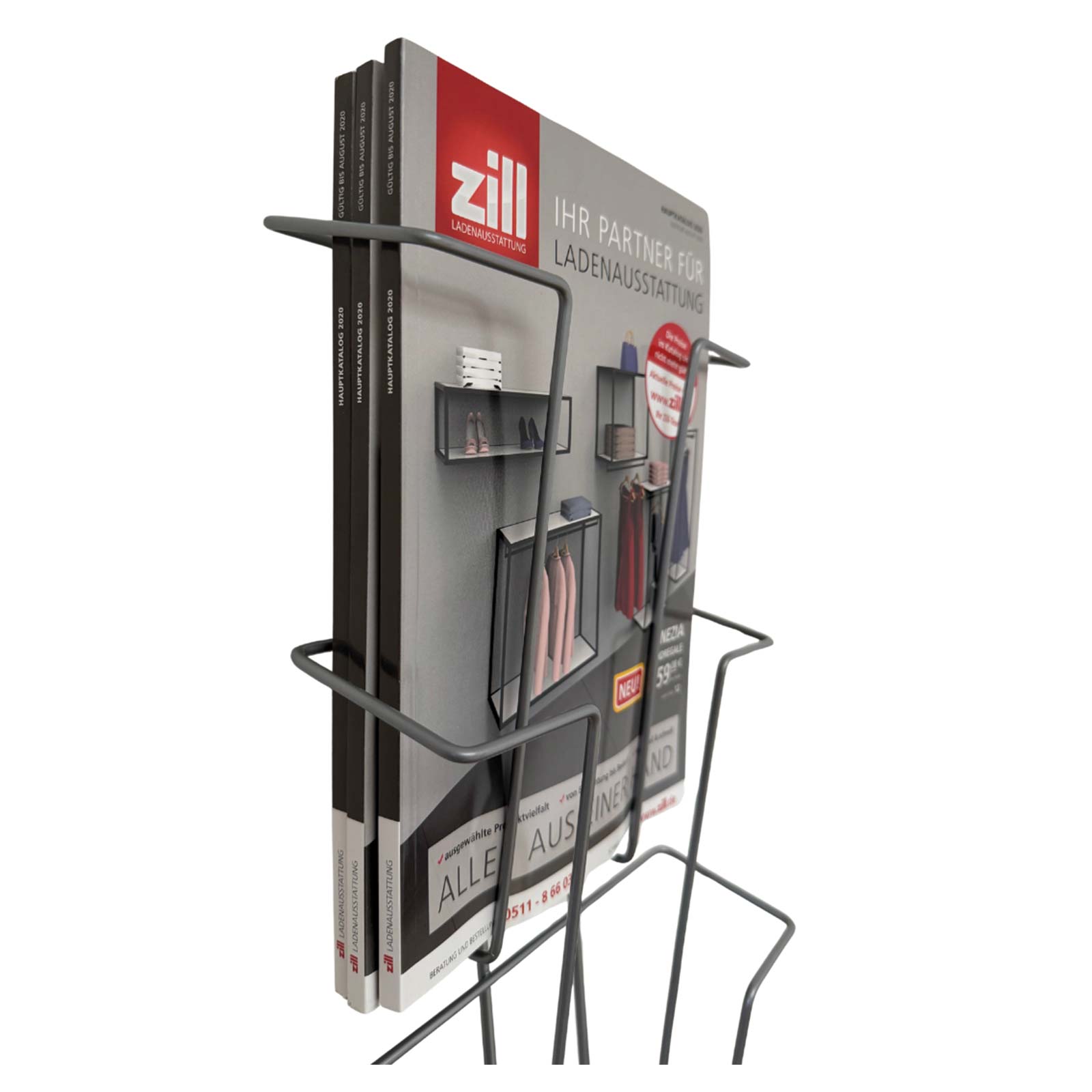 Draht-Wandprospekthalter 5xDIN A4, Alu Bild 2