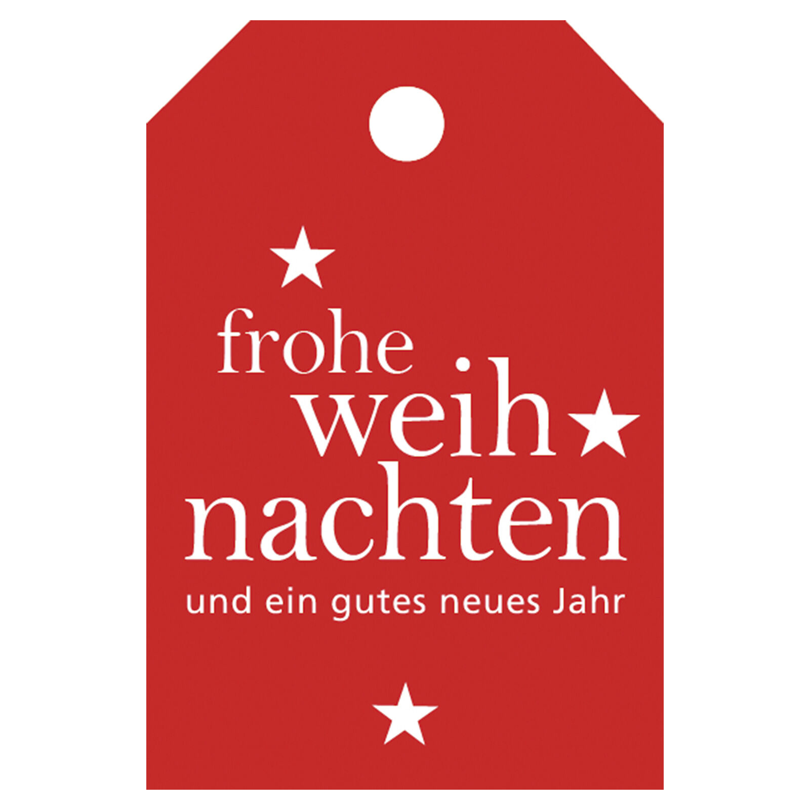 50 Schmucketiketten Frohe Weihnachten - rot Karton, 35x52 mm