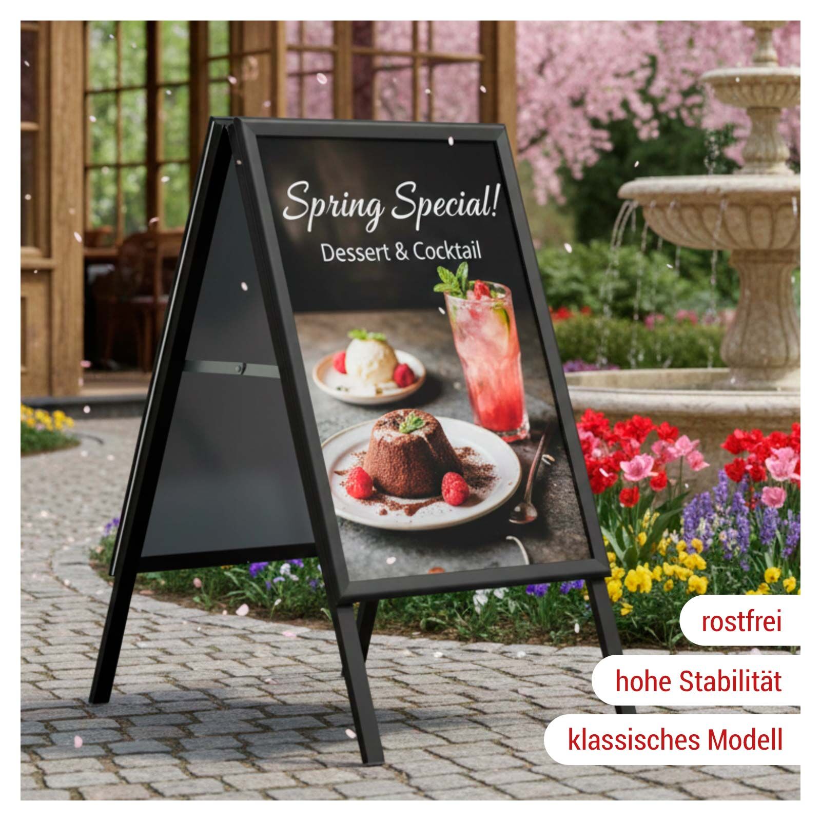 Kundenstopper Classic mit Gehrungsecken DIN A1 schwarz Bild 2