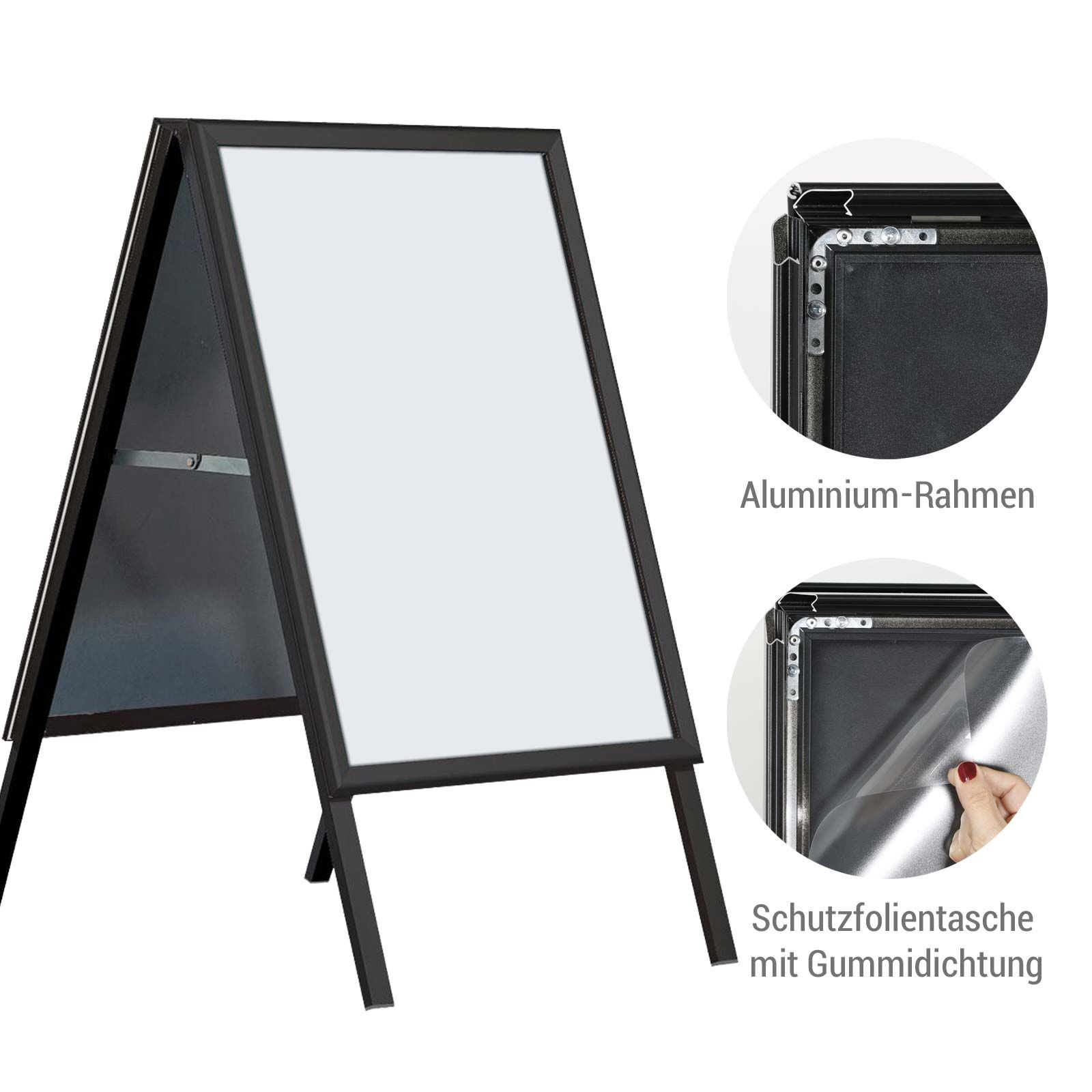 Kundenstopper Classic mit Gehrungsecken DIN A1 schwarz Bild 4