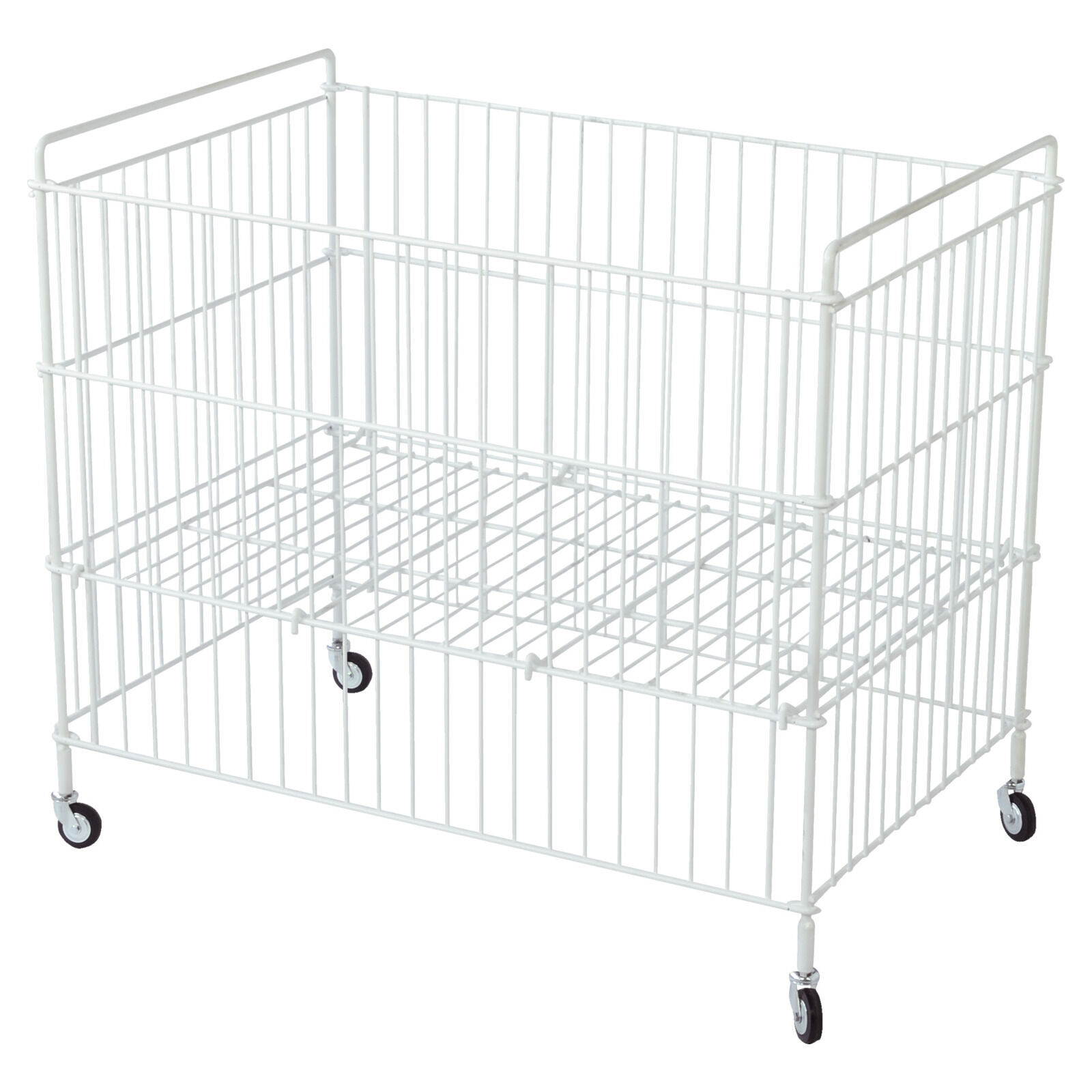 Whlkorb klappbar 92x61 cm wei, 80 mm Gummirollen