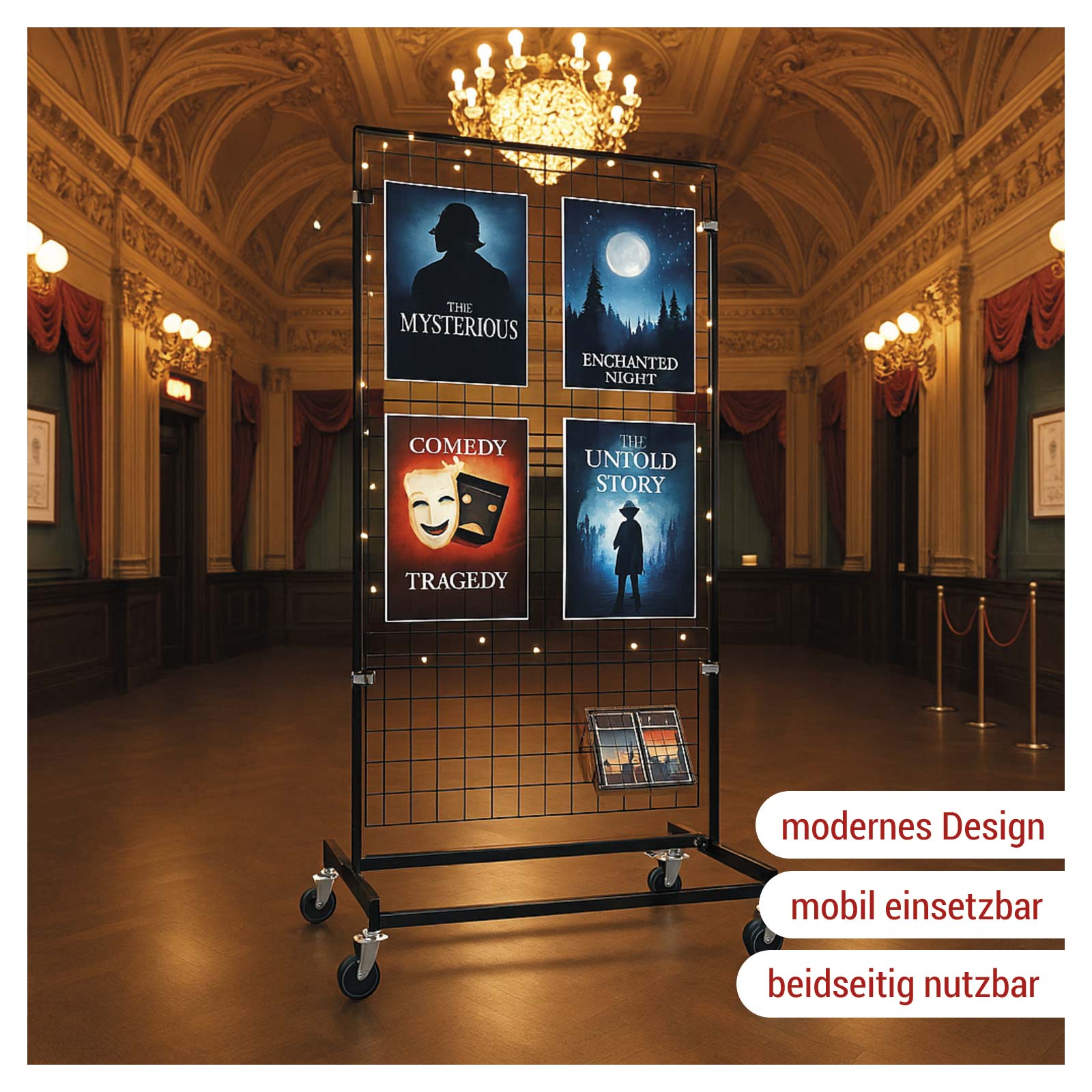 Ladenbau Gitterst�nder schwarz, mit Gummirollen Bild 2