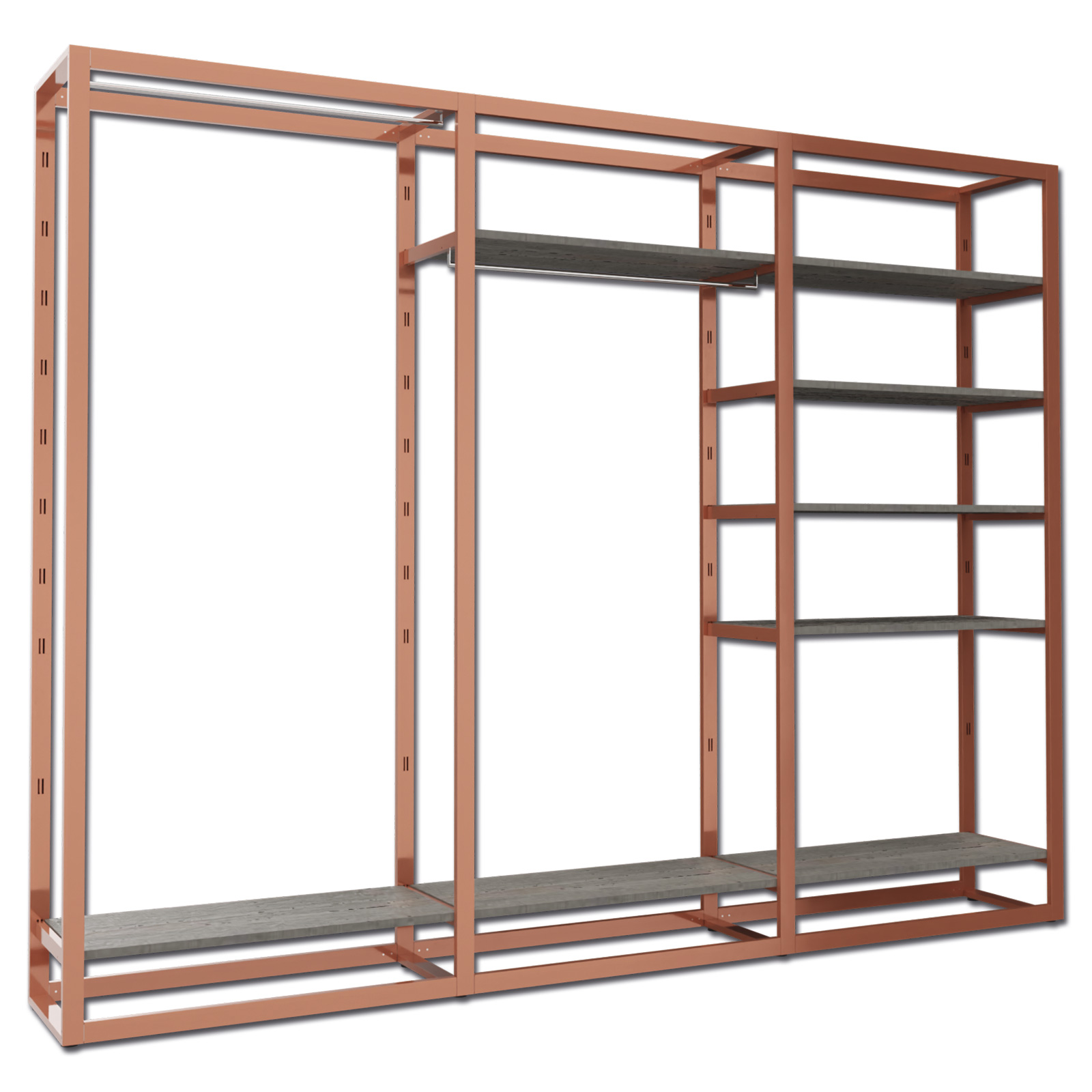 Ladenbausystem Venezia Kupfer 8 FB 2 TS K/G Breite 320 cm