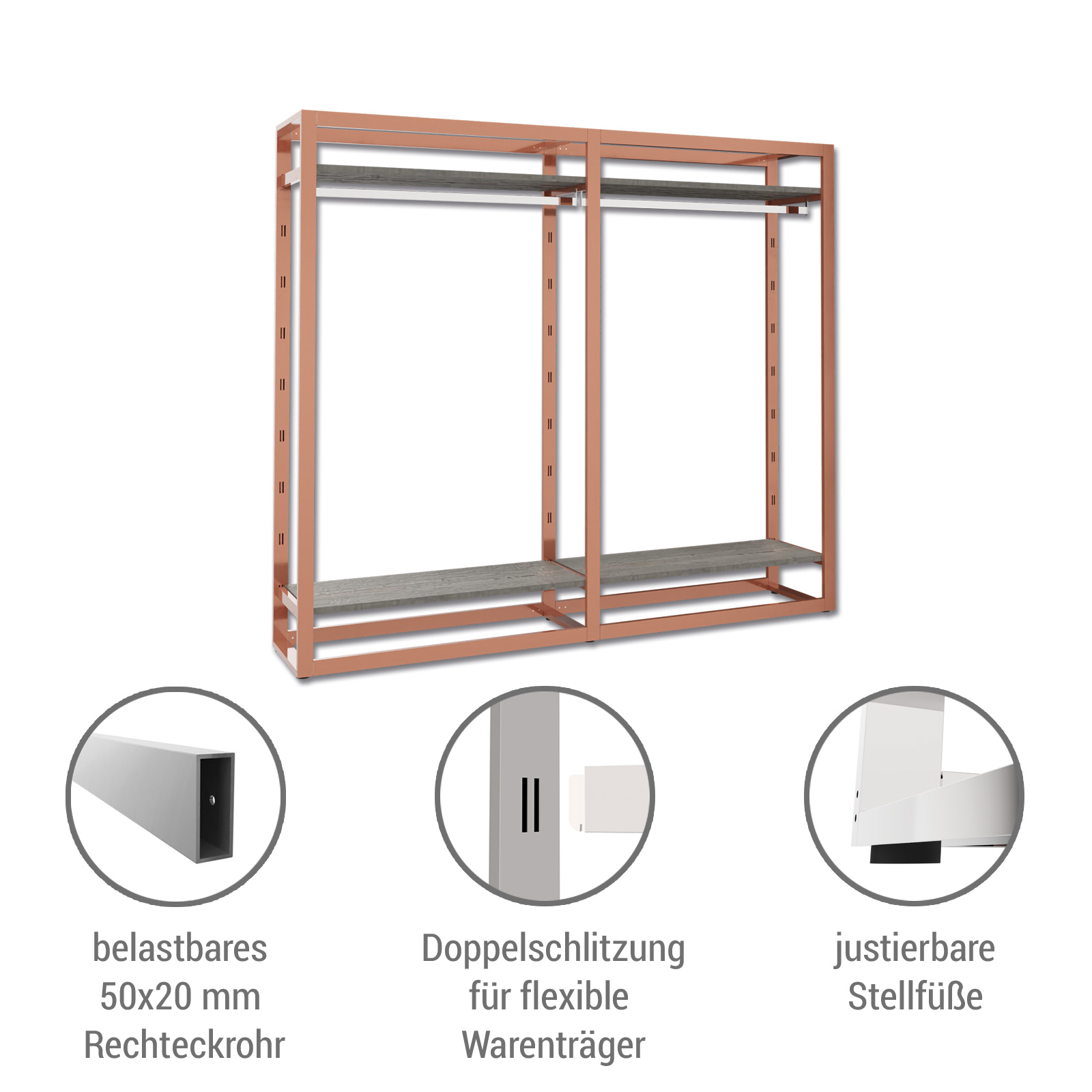 Ladenbausystem Venezia Kupfer 4 FB 2 TS K/G, Breite 214 cm Bild 3