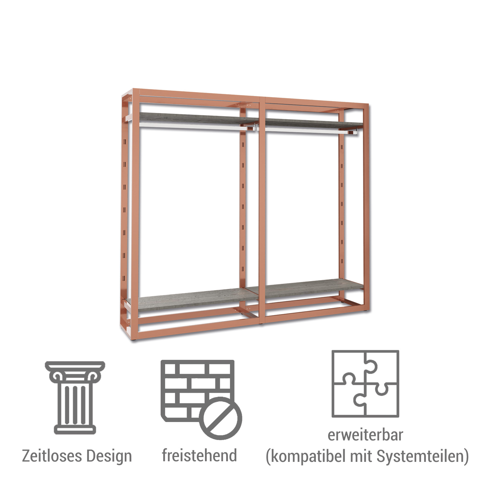 Ladenbausystem Venezia Kupfer 4 FB 2 TS K/G, Breite 214 cm Bild 5