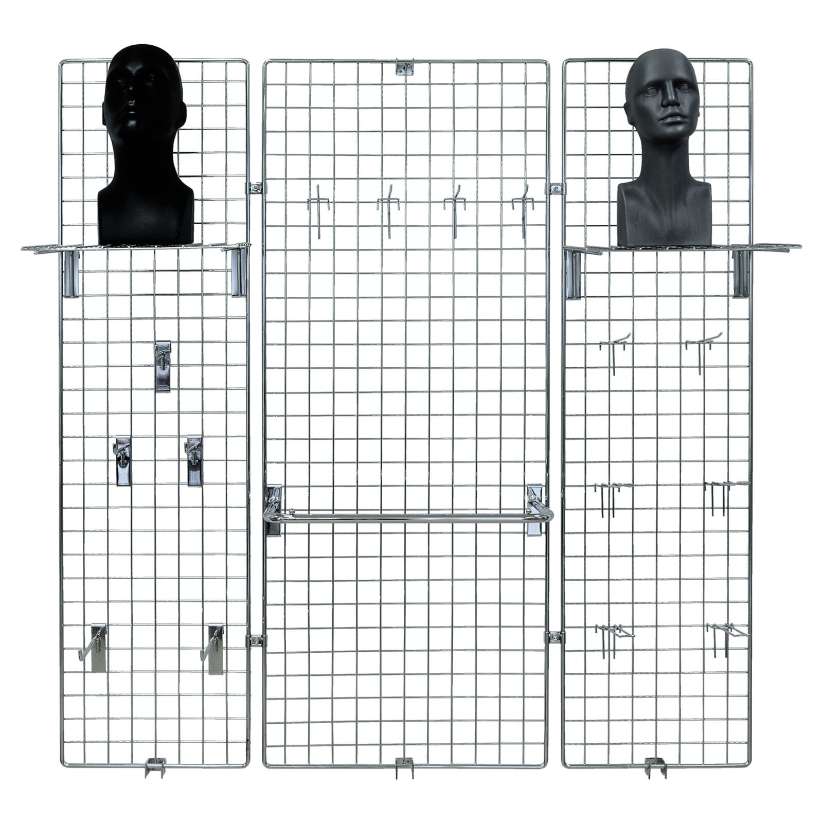 Ladenbau Wandgitter H=150 cm, verchromt 2 x B=40cm, 1 x B=60 Bild 3