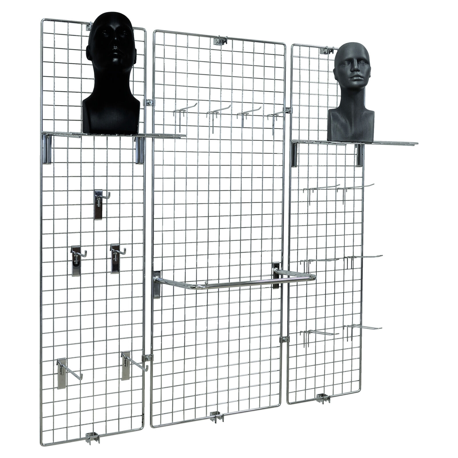 Ladenbau Wandgitter H=150 cm, verchromt 2 x B=40cm, 1 x B=60 Bild 4