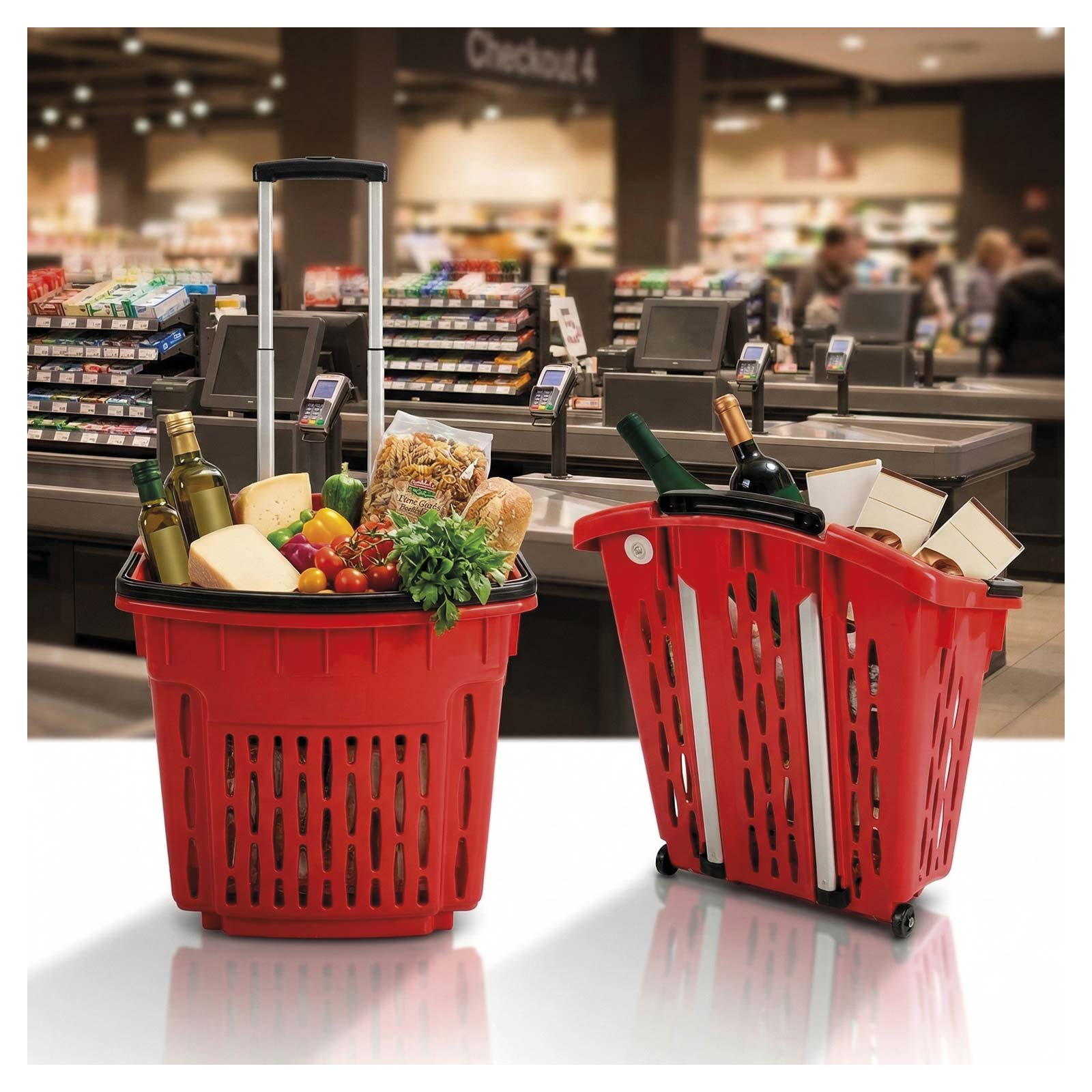 Einkaufskorb mit Rollen 55L Bild 2