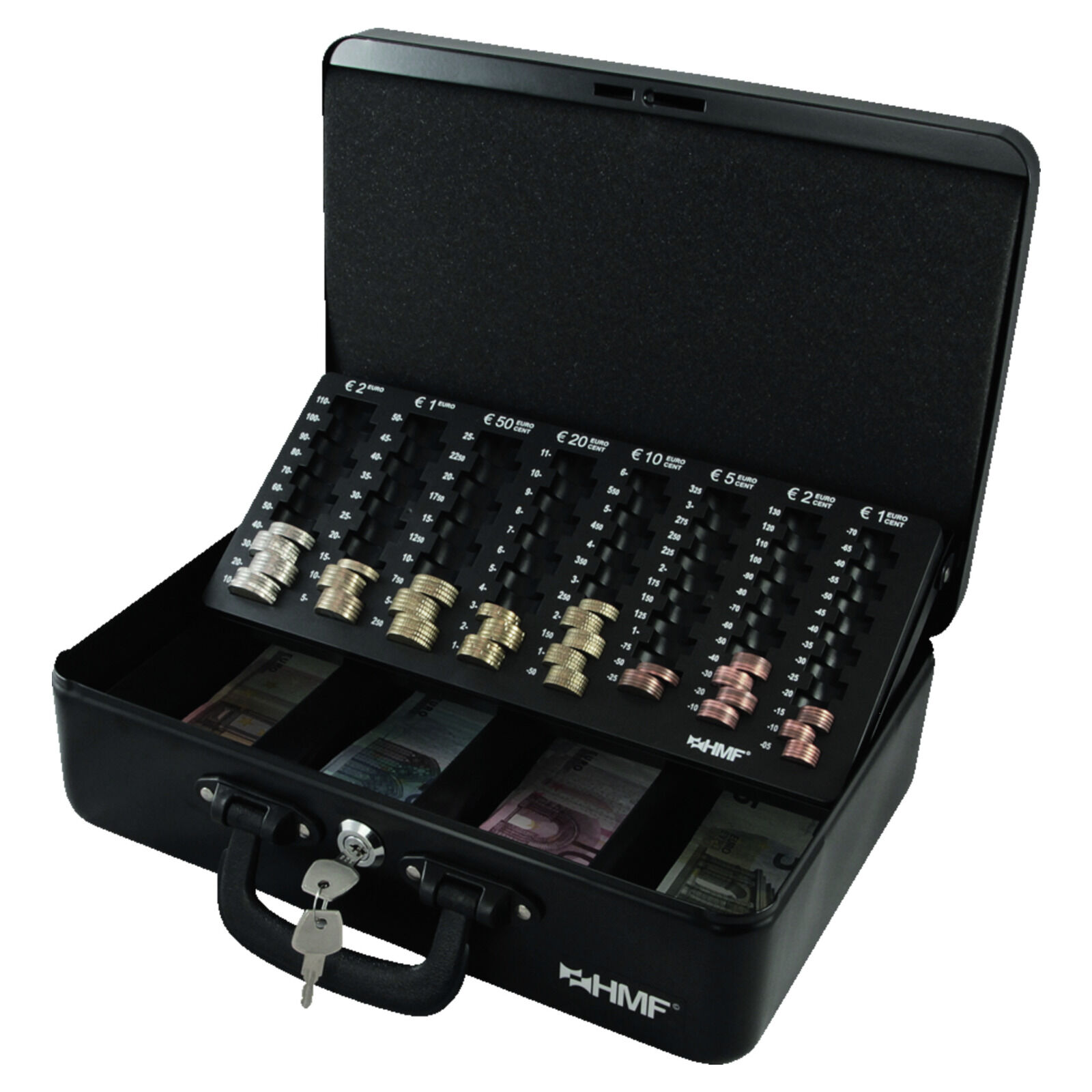 Primes DIY Geldkassette aus Metall, 30,5 cm, mit 2 Schlüsseln und  herausnehmbarem Kleingeldfach in Schwarz