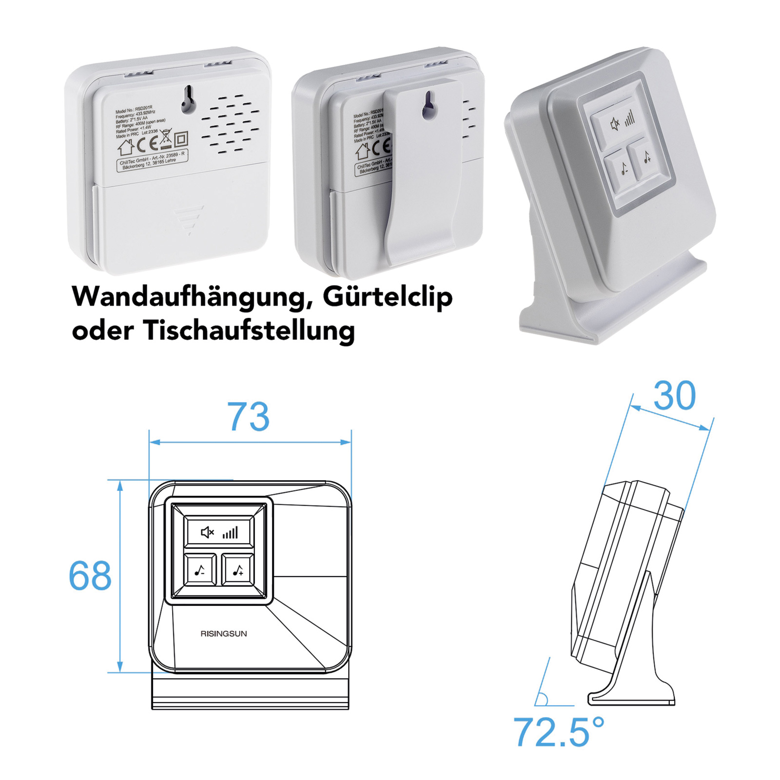 Funk-Klingel Empfnger Pilota Porta Batterie-Empfnger Bild 5