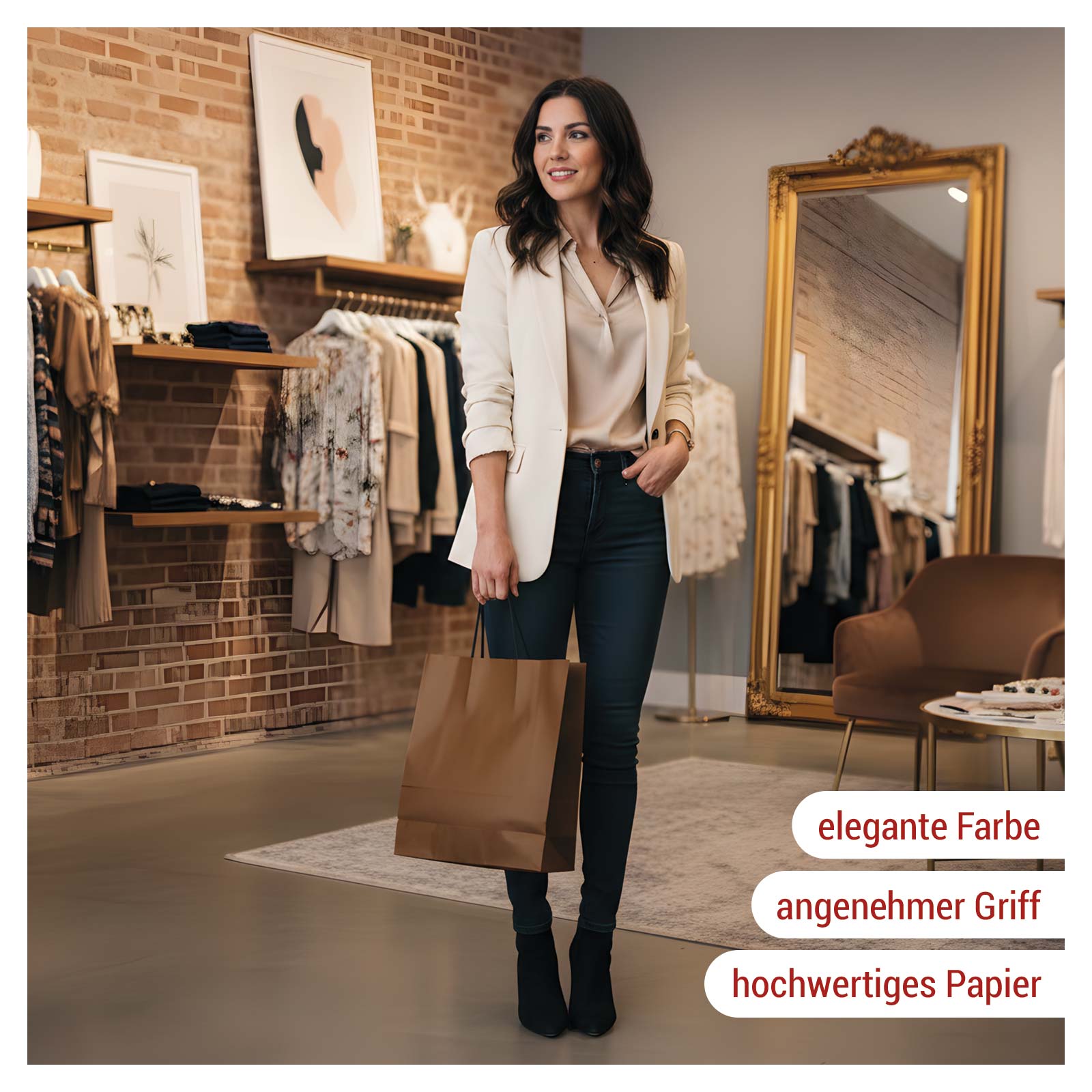 Papiertragetasche Milano Bronzo mit Textilkordel Bild 3