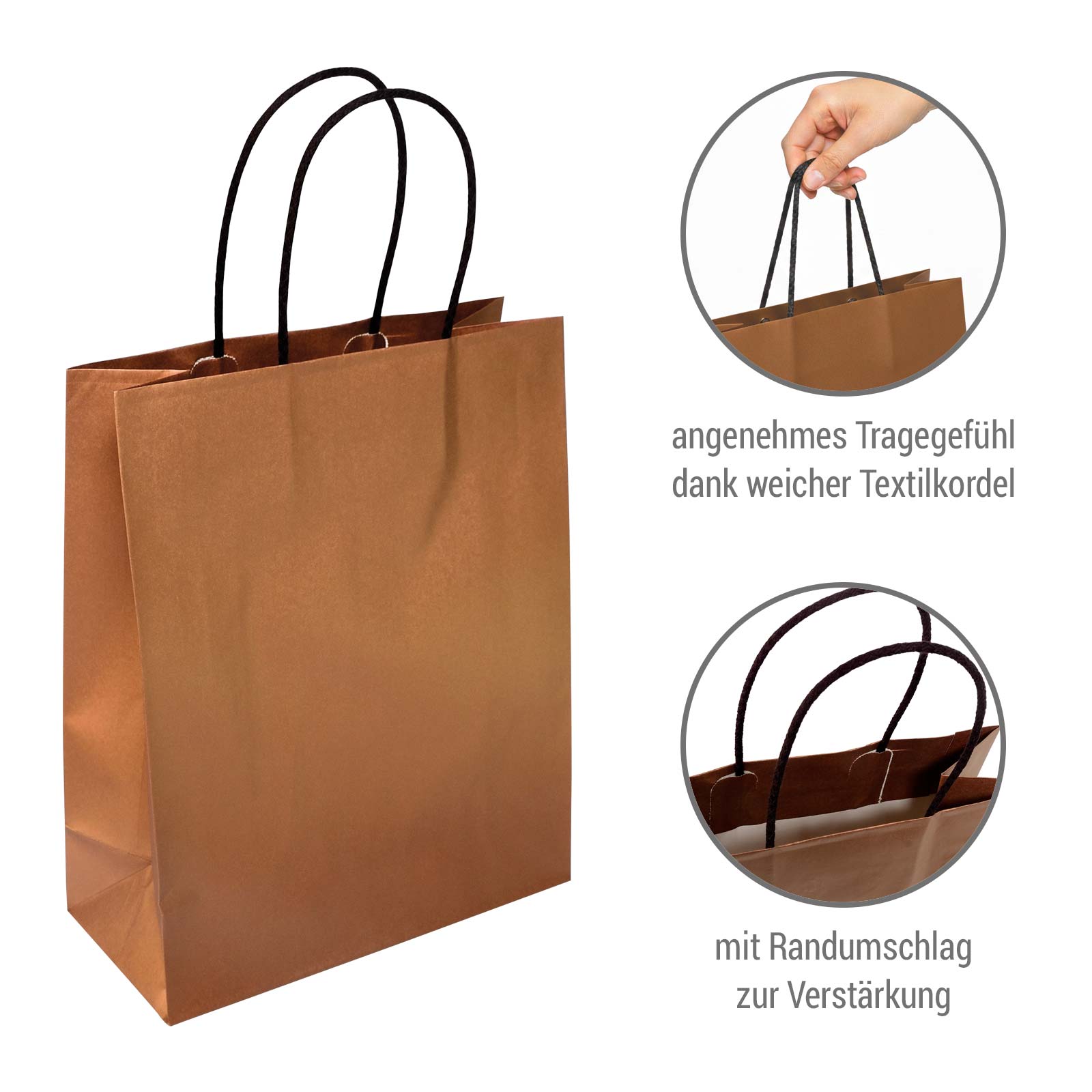 Papiertragetasche Milano Bronzo mit Textilkordel Bild 4