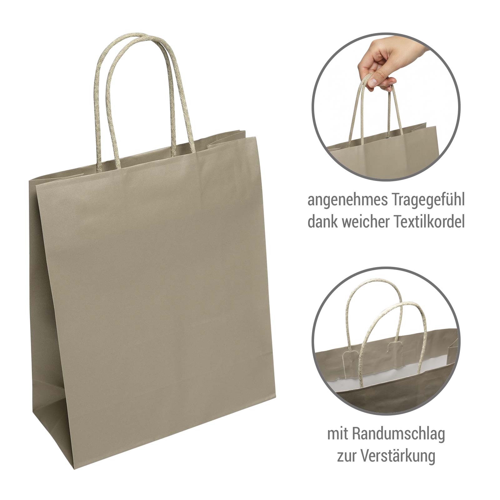 Papiertasche Milano Platino mit Textilkordel Bild 4