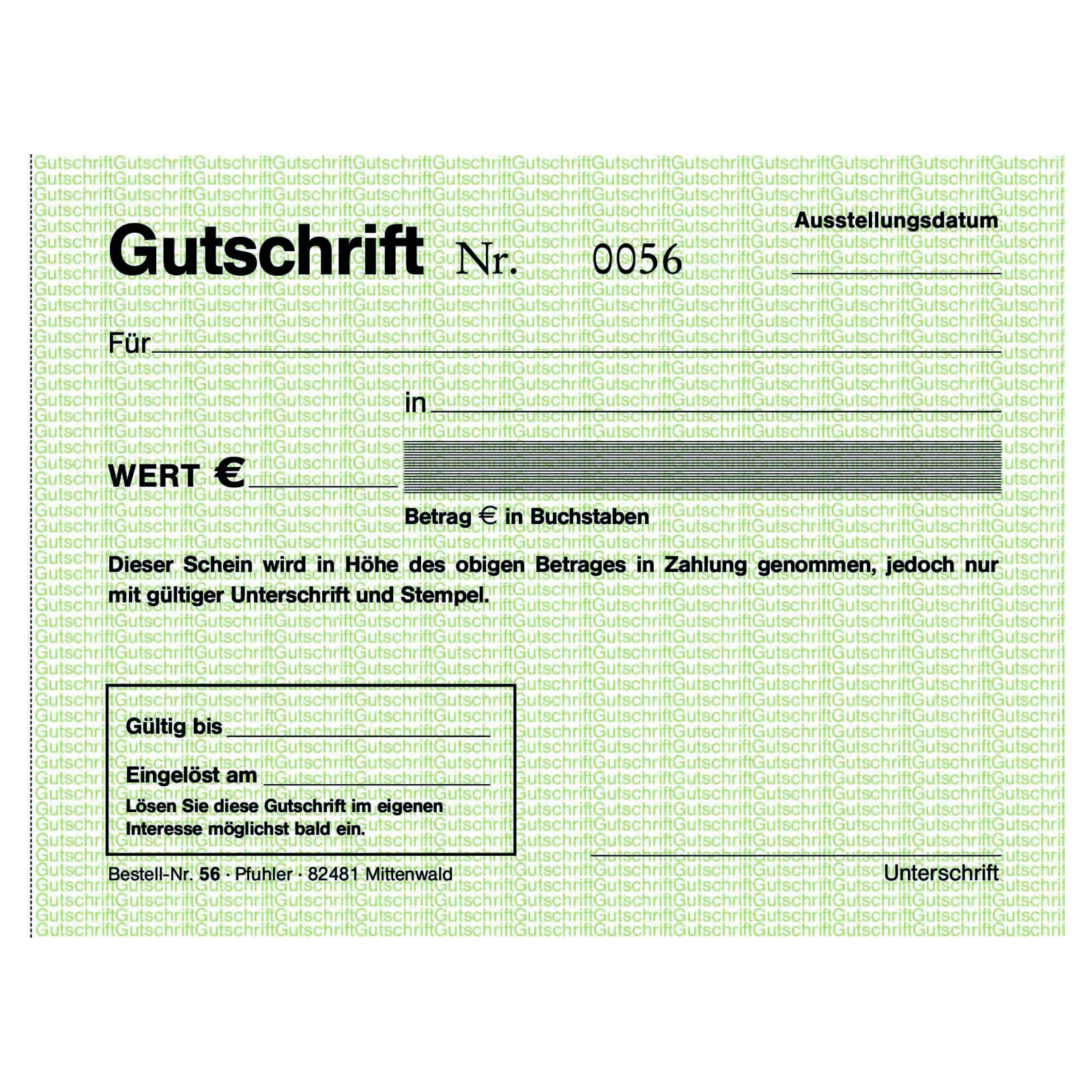 Gutschriften-Block Normalpapier, DIN A6