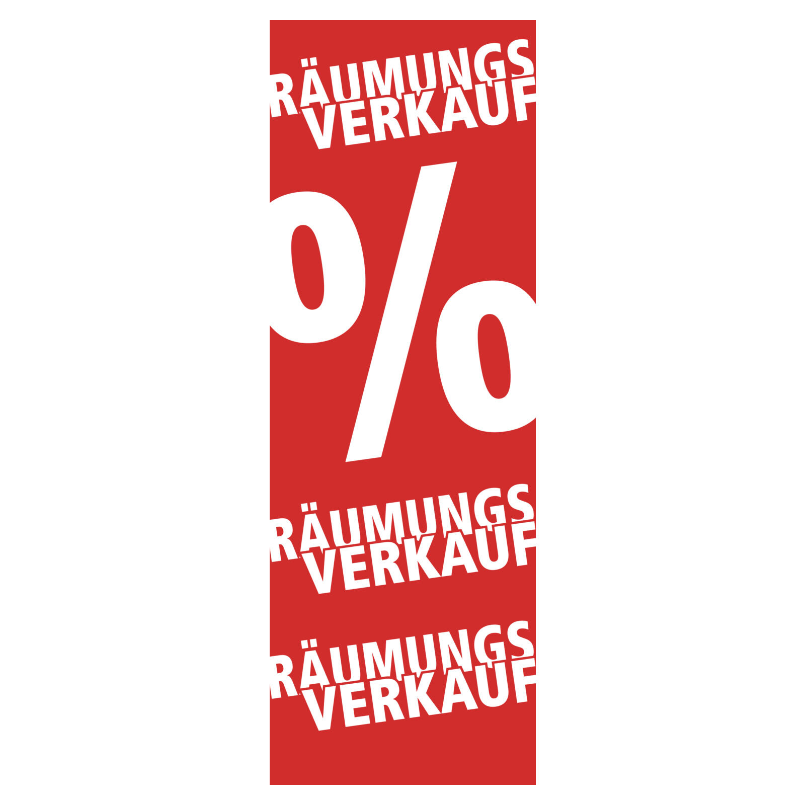 Dekofahne Räumungsverkauf % 60x180cm mit Hohlsaum