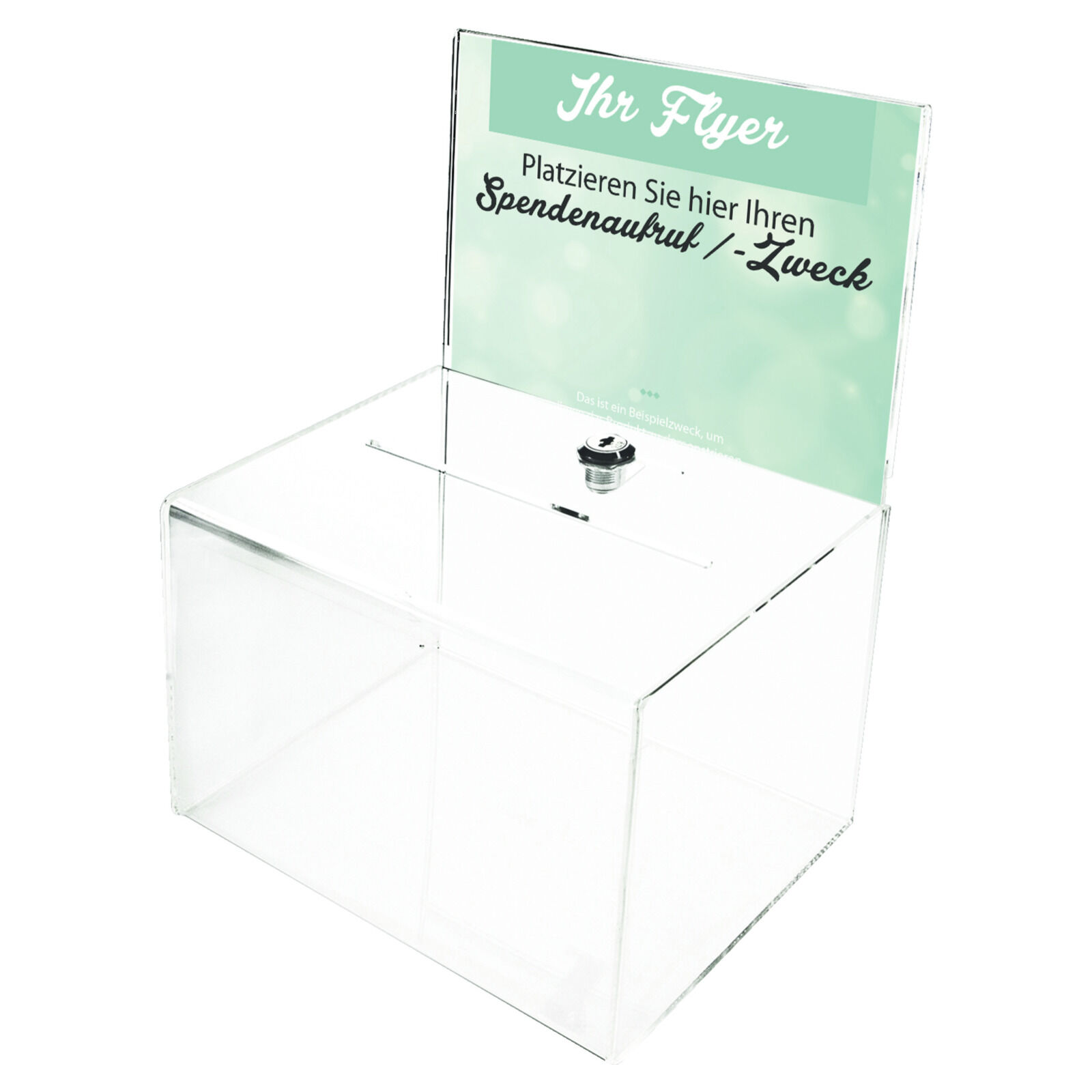 Acryl-Spendenbox mit Blatteinschub Bild 2