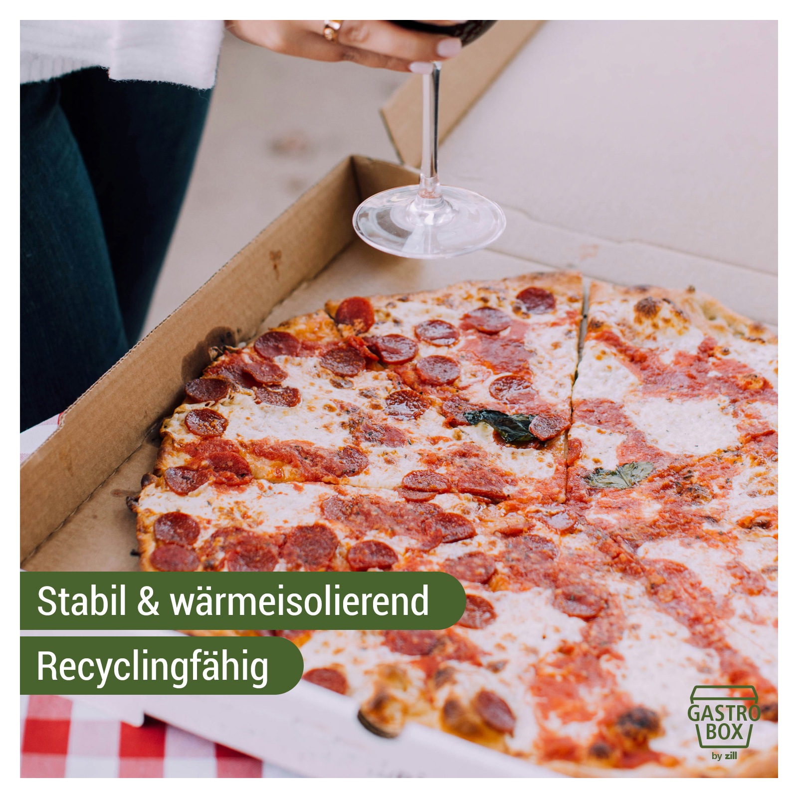 Pizzakarton 26x26x4 cm wei, VE 100 Stck Bild 5