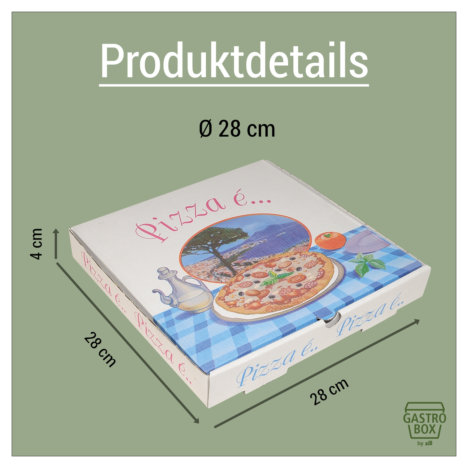 Pizzakarton 28x28x4 cm wei, VE 100 Stck Bild 4
