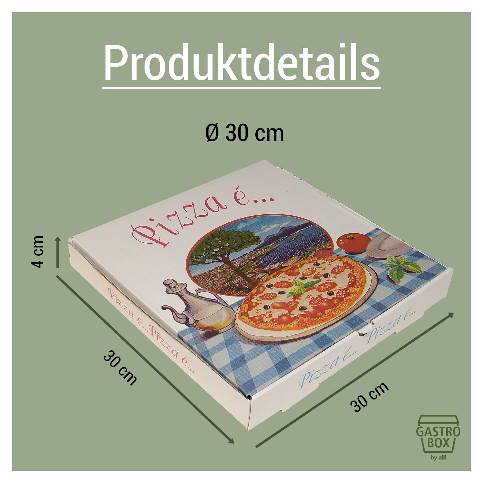 Pizzakarton 30x30x4 cm wei, VE 100 Stck Bild 4