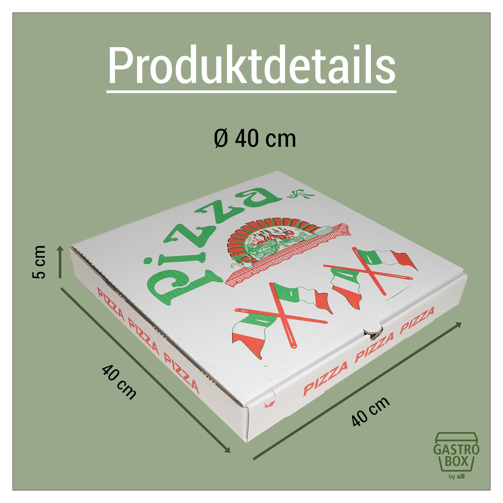 Pizzakarton 40x40x5cm, VE 50 Stck Bild 3