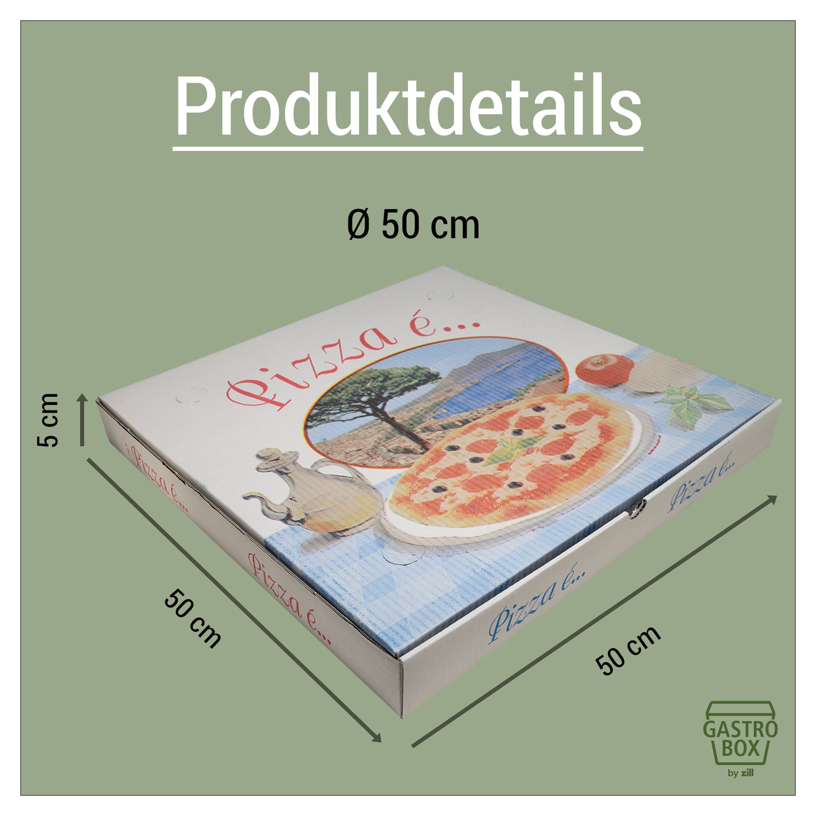 Pizzakarton 50x50x5cm, VE 50 Stck Bild 3