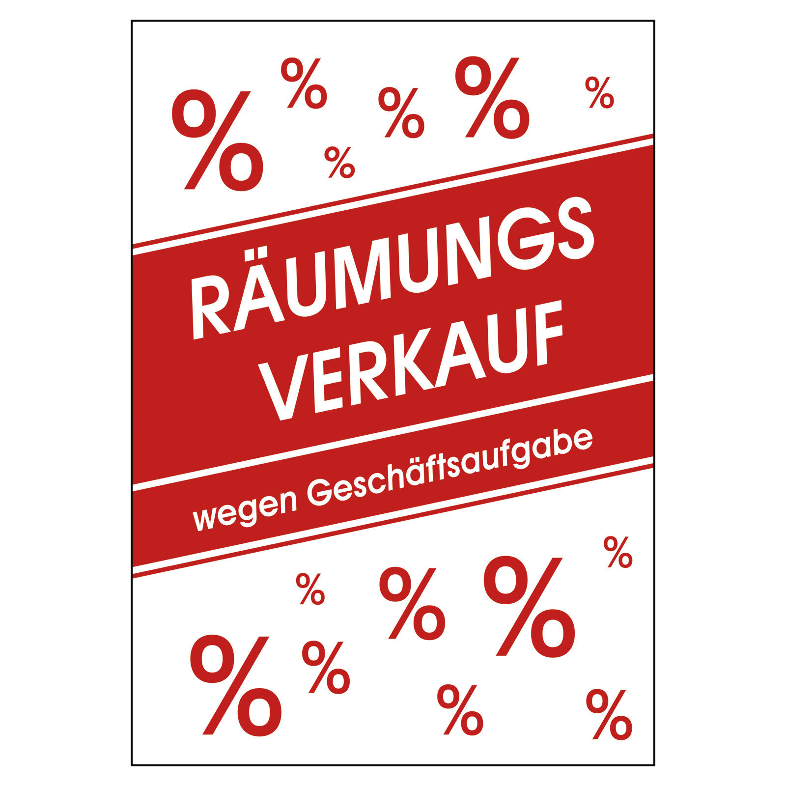 Sale Prozentzeichen Räumungsverkauf  Plakat I für Kundenstopper I DIN A1  A3 A4 