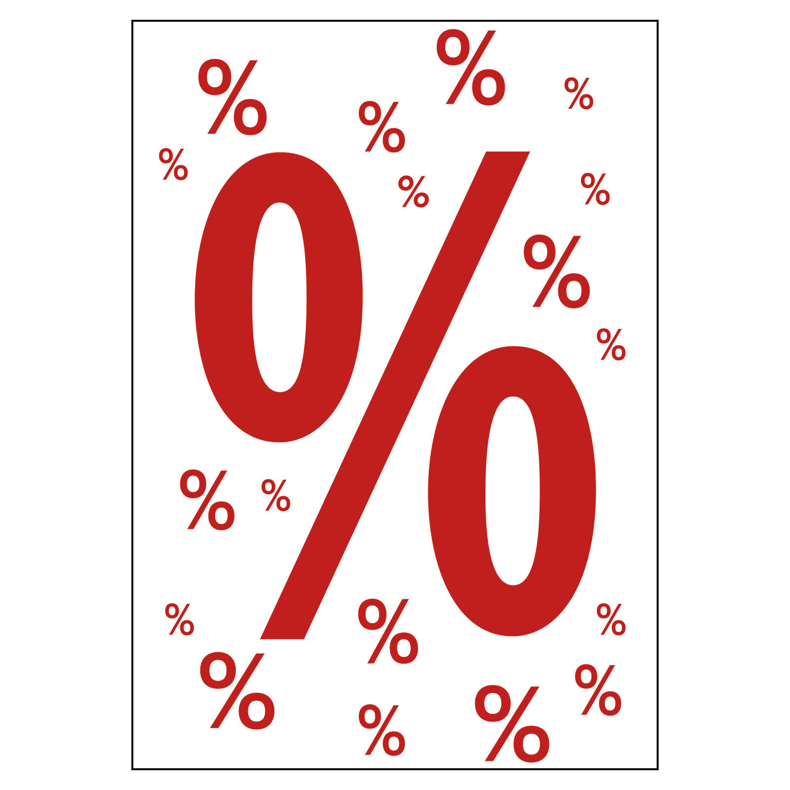 Rahmenplakat/Poster für Sale und Rabattaktionen Prozentzeichen 2 Über 27 verschiedene Varianten DIN A1 Rahmen 