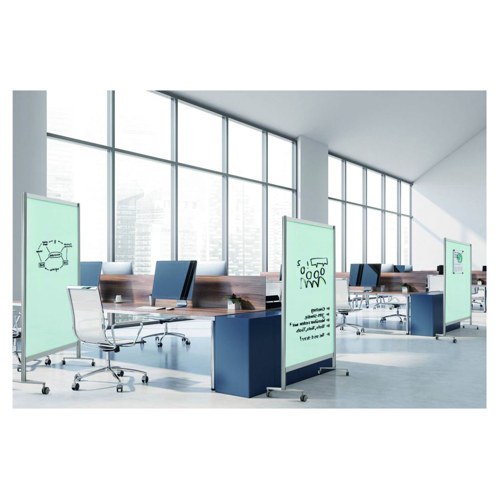 Mobile Raum-Trennwände für Büros - Spuckschutz Hygiene-Schutz Corona