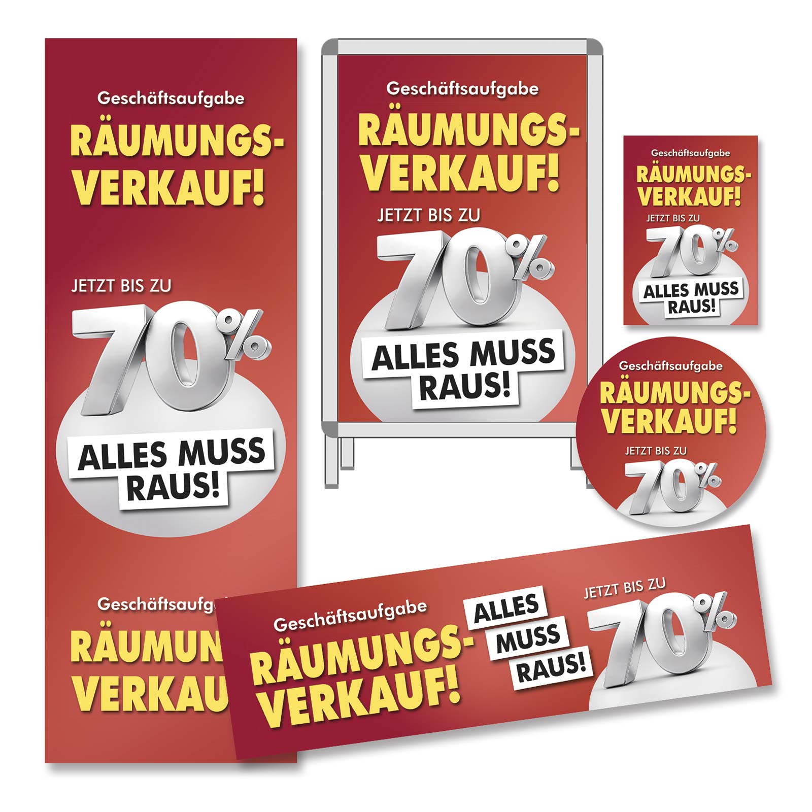 Plakat-Sortiment R�umungsverkauf wegen Gesch�ftsaufgabe, 5-t
