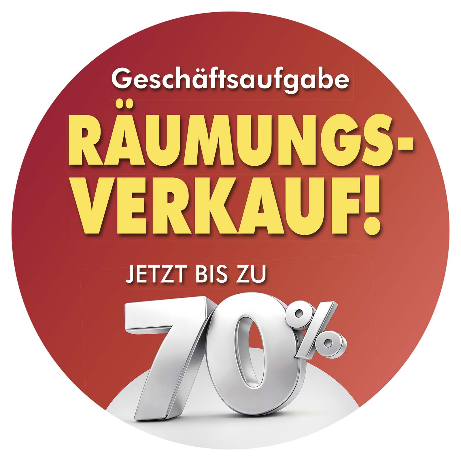 Ankleber R�umungsverkauf wegen Gesch�ftsaufgabe, � 32 cm