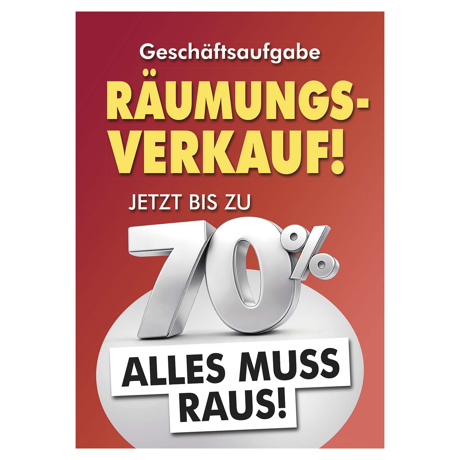 Plakat R�umungsverkauf wegen Gesch�ftsaufgabe, DIN A1