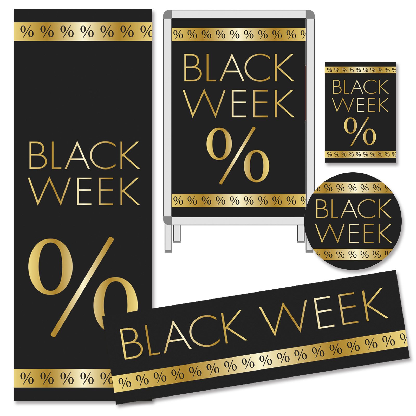Deko-Sortiment Black Week, 5-teilig