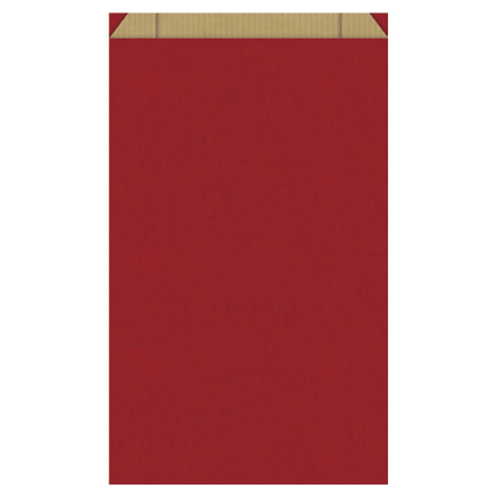 Papierflachbeutel rot mit Klappe