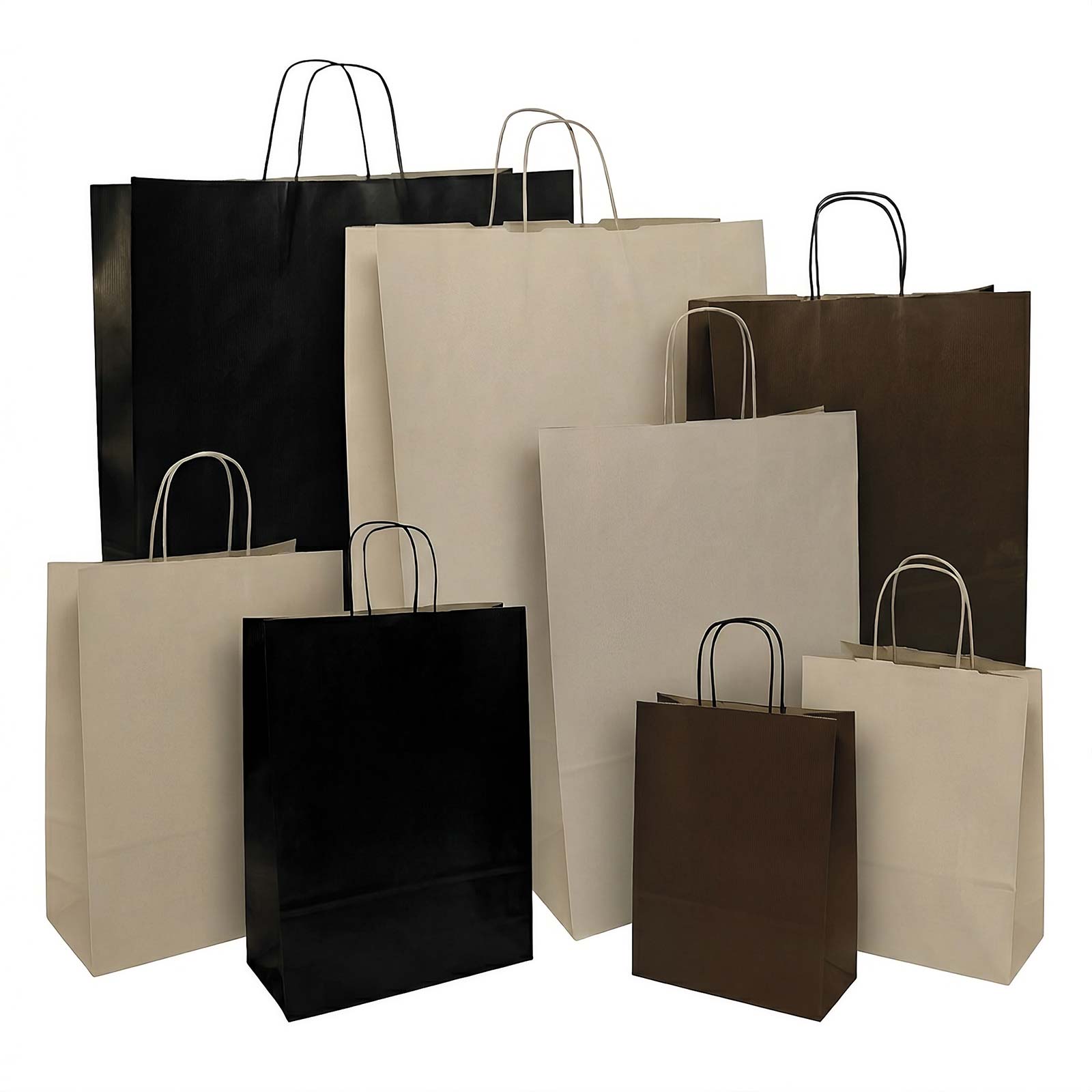 Papiertaschen mit Kordel, Uni-Erdfarben VE 150-250 St�ck