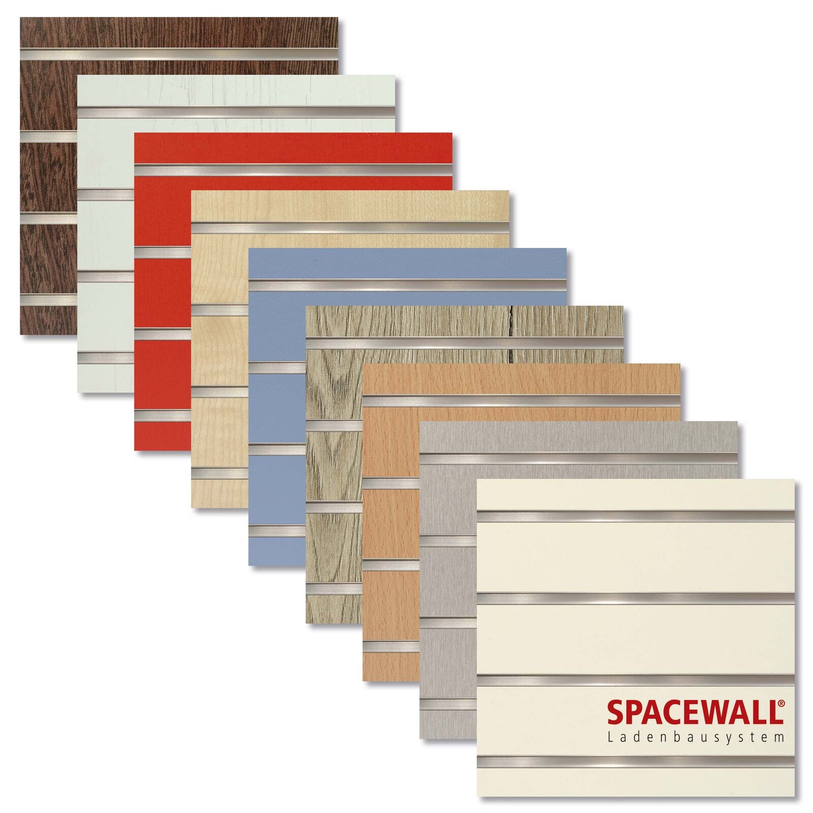 Lamellenwand Spacewall 50x244 cm mit 20 Alu-Einsatzschienen