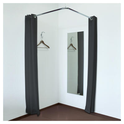 Eck Umkleidekabine mit zwei Vorhängen, Spiegel und Zubehör