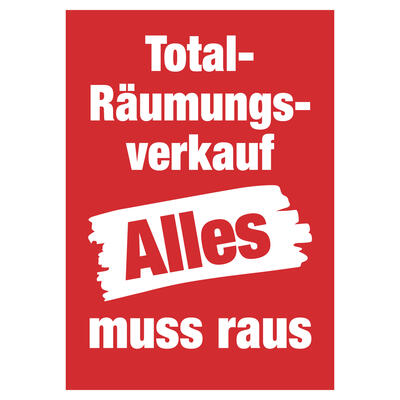 Plakat Total Rumungsverkauf Alles muss raus