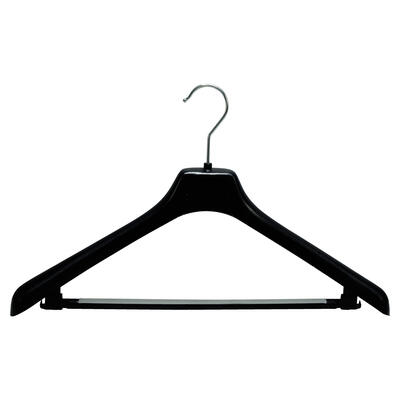 Kunststoff Kleiderbügel mit Steg, schwarz