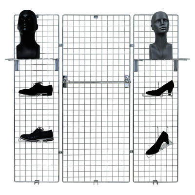 Ladenbau Wandgitter H=150 cm, verchromt 2 x B=40cm, 1 x B=60