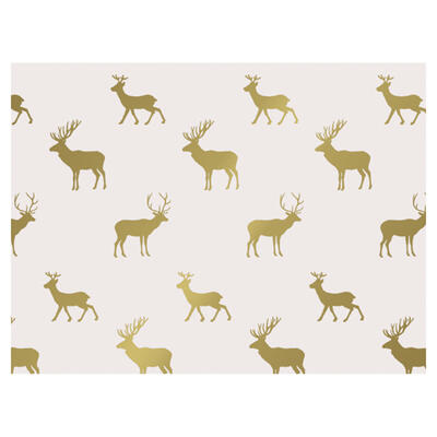 Weihnachtsgeschenkpapier Rentier wei-gold, 50cm:100m