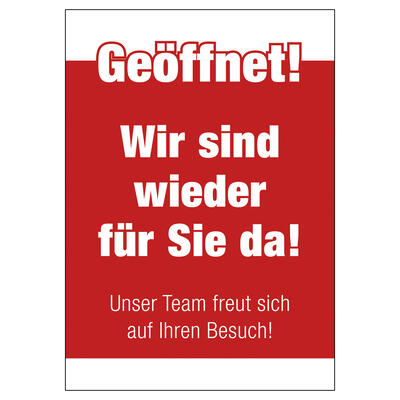 Plakat Geffnet! Wir sind wieder fr Sie da!