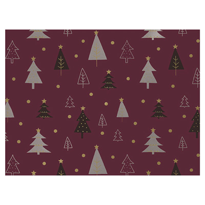 Weihnachtsgeschenkpapier Tannen, Lila 50cm:100m