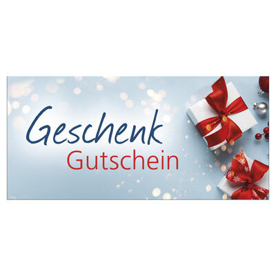 Geschenkgutschein Geschenke blau/wei, DIN Lang inkl. Kuvert