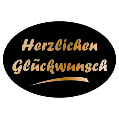 500 Schmucketiketten Herzlichen Glckwunsch schwarz/gold